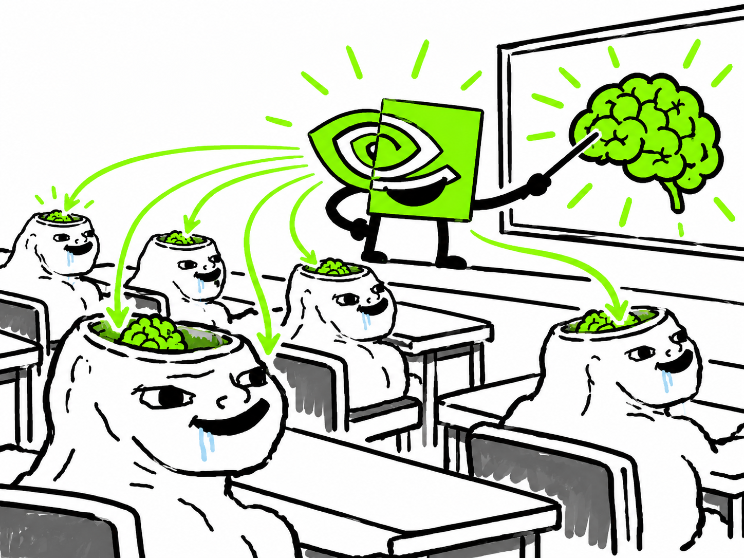 AI teaching LOWIQ students in a classroom